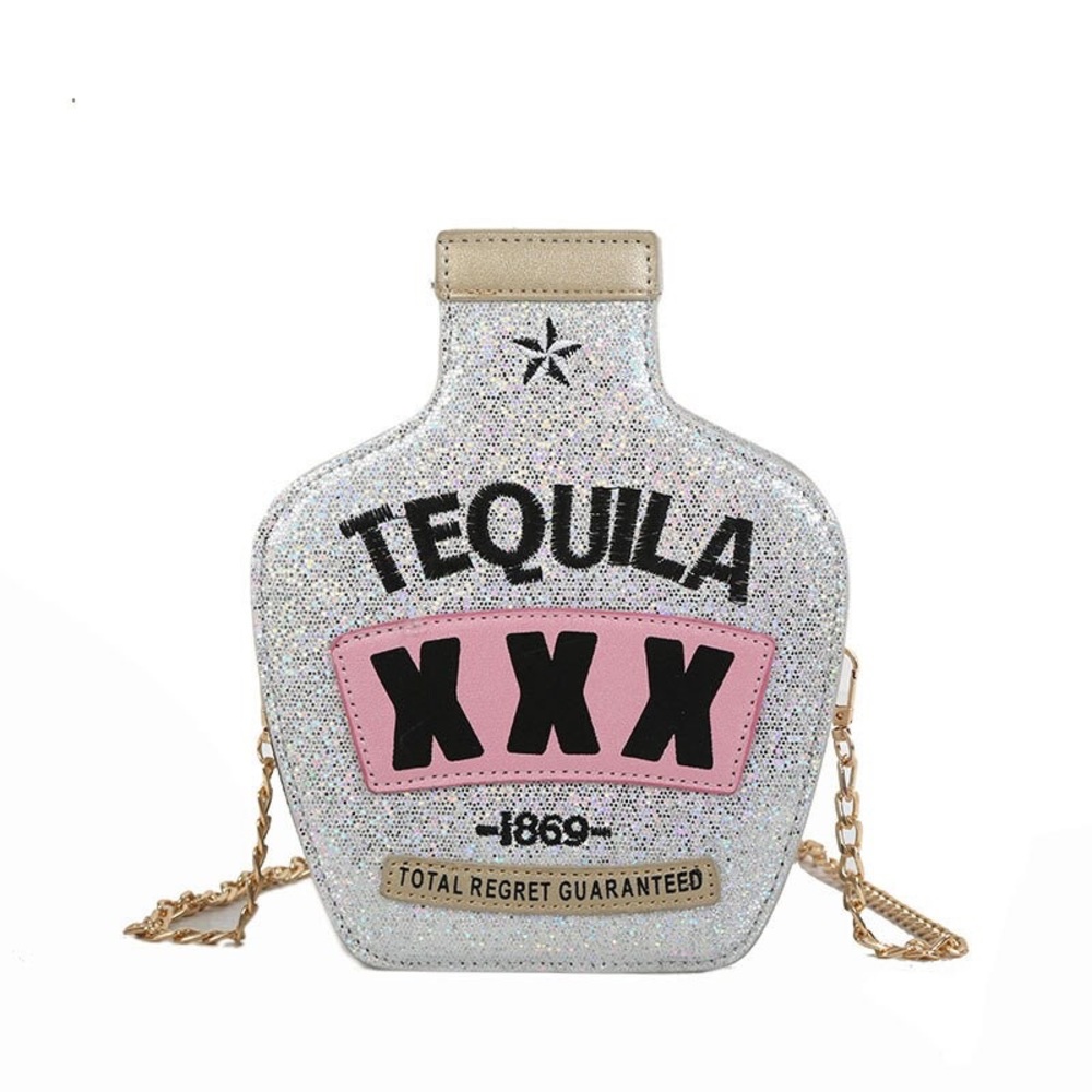 Glitter Tequila bottle Crossbody Bag